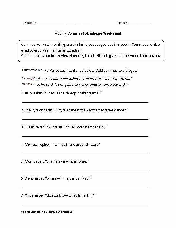 Dialogue Worksheets 4th Grade Fresh Writing Dialogue Worksheet Worksheets Kristawiltbank