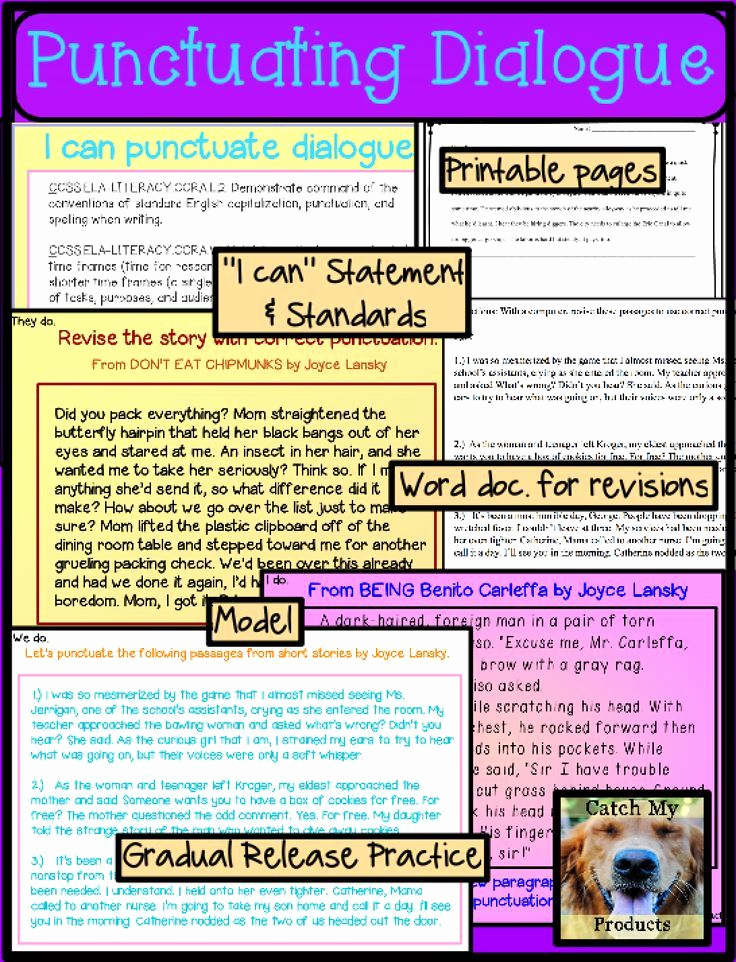 Dialogue Worksheets 4th Grade Inspirational Teachers Teaching Writing Dialogue with Punctuation Rules