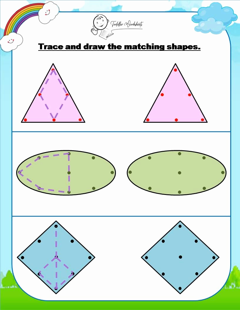 Diamond Worksheets for Preschool Inspirational Preschool Matching Triangle Oval Diamond