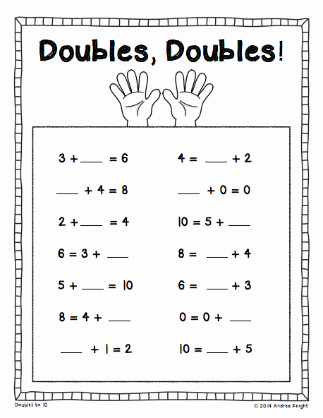 Double Facts Worksheets Beautiful Missing Addends Math Practice Worksheets for Grades 1 2