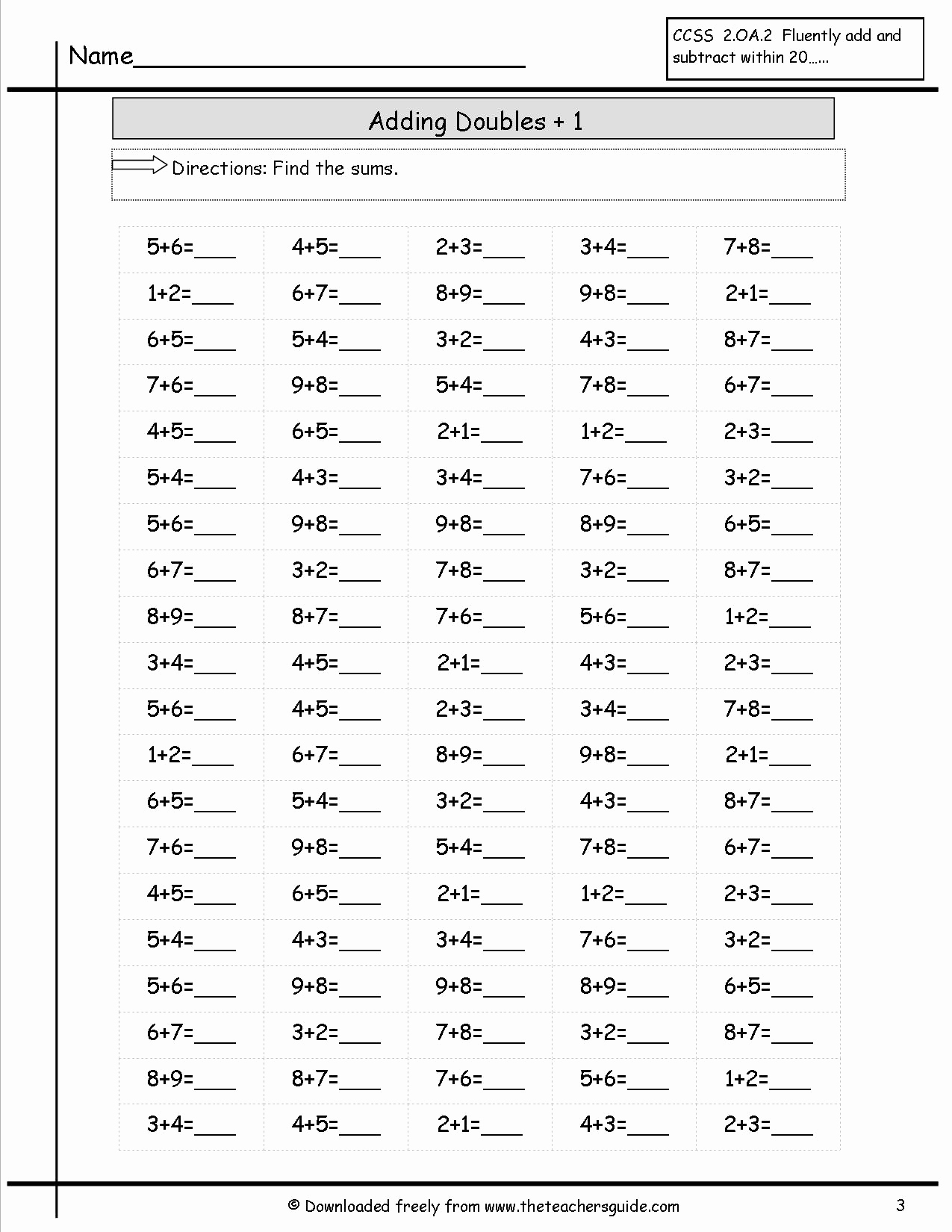 Double Facts Worksheets Best Of 19 Best Of Doubles Fact Practice Worksheet