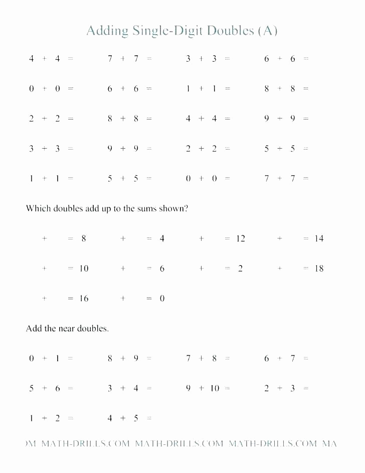 Double Facts Worksheets Inspirational Doubles Math Facts Worksheet Plus 1 Math Worksheets In
