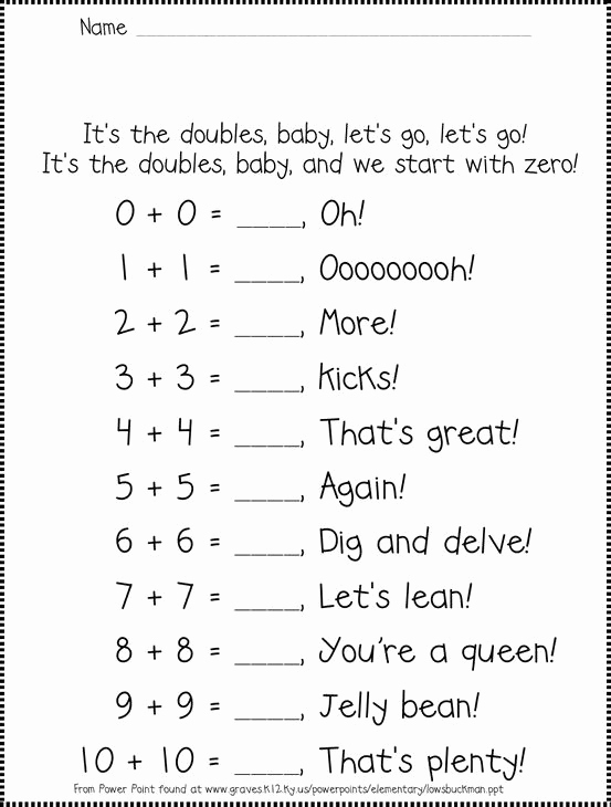 Double Facts Worksheets Inspirational Pin On Addition Doubles Near Doubles Facts