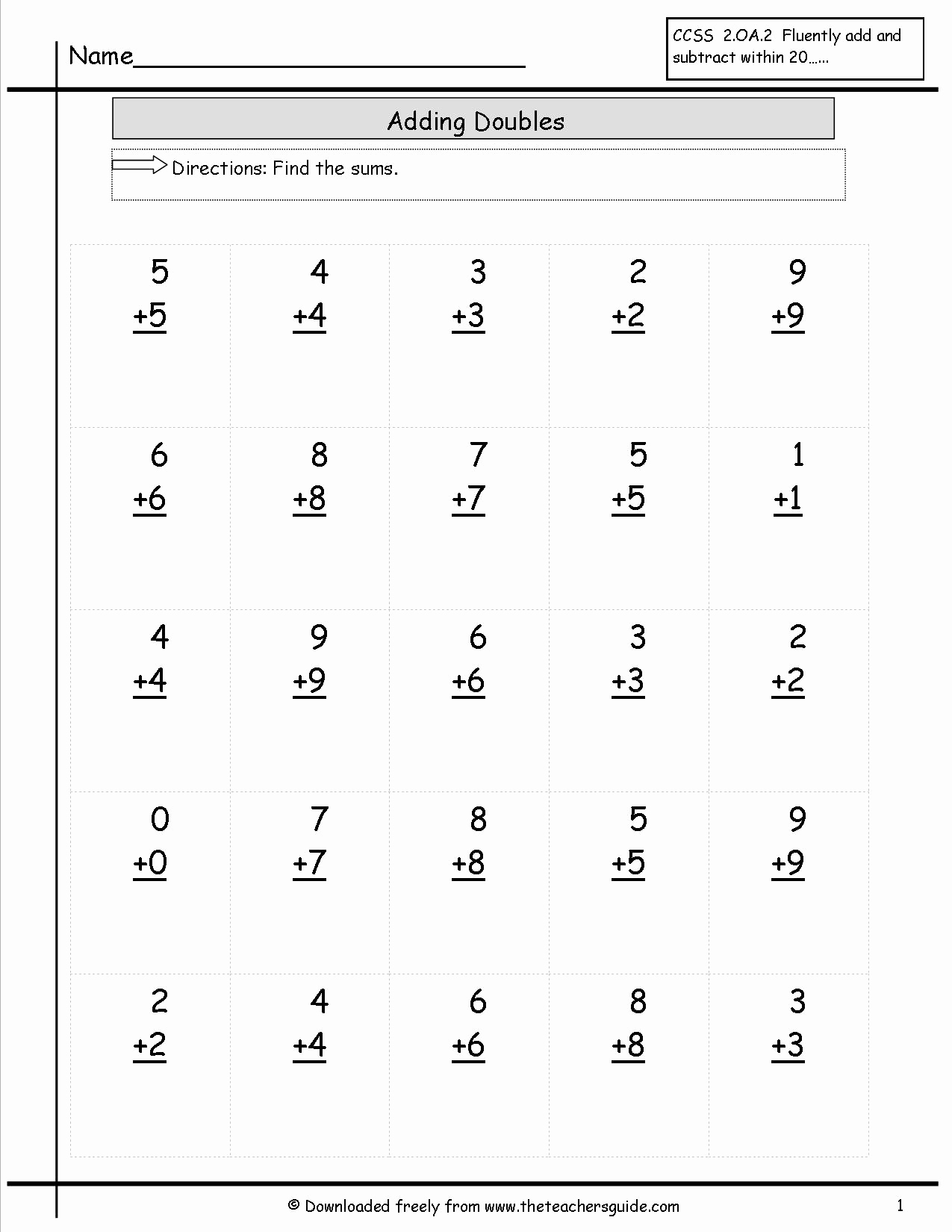 Double Facts Worksheets New 15 Best Of Single Addition and Subtraction