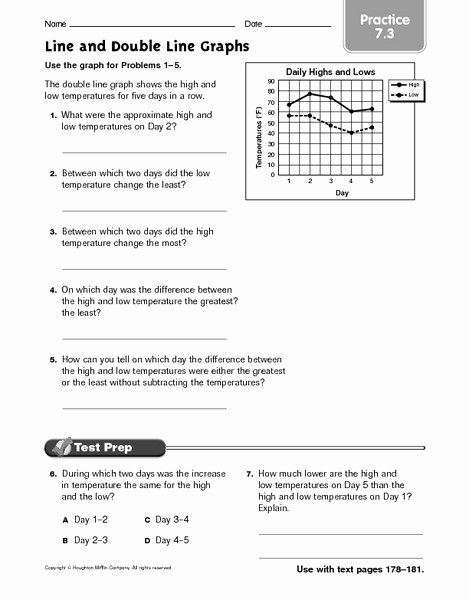 Double Line Graph Worksheets Awesome Line and Double Line Graphs Practice Worksheet for 4th