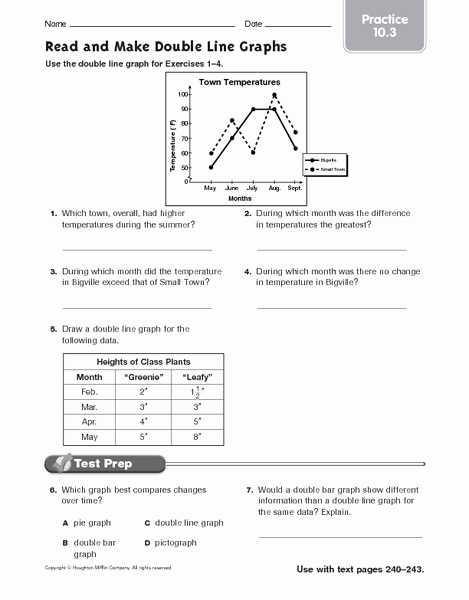 Double Line Graph Worksheets Awesome Read and Make Double Line Graphs Practice Worksheet for