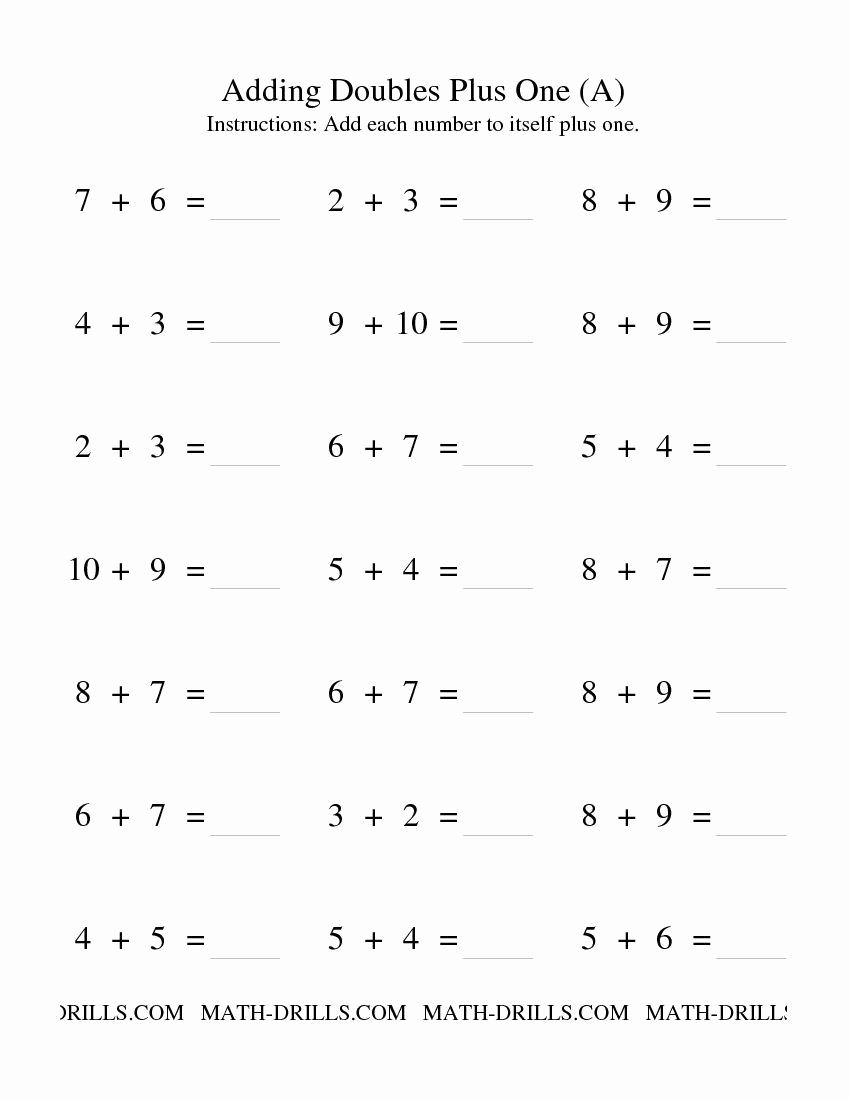 Doubles Addition Worksheet Awesome Adding Doubles Plus E A Addition Worksheet