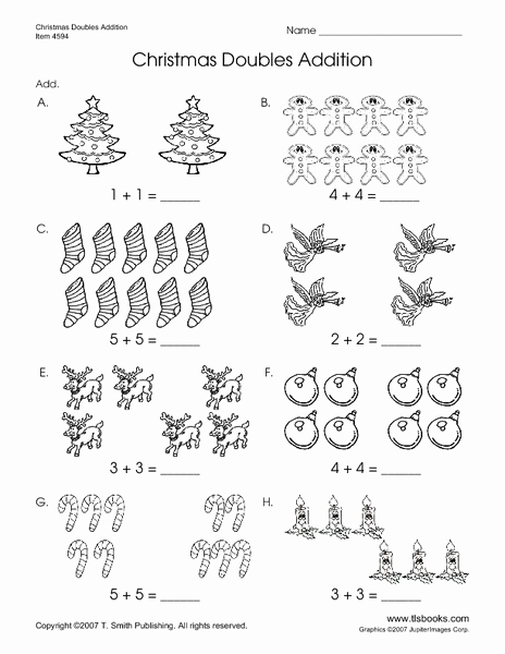 Doubles Addition Worksheet Best Of Christmas Doubles Addition Worksheet for Kindergarten