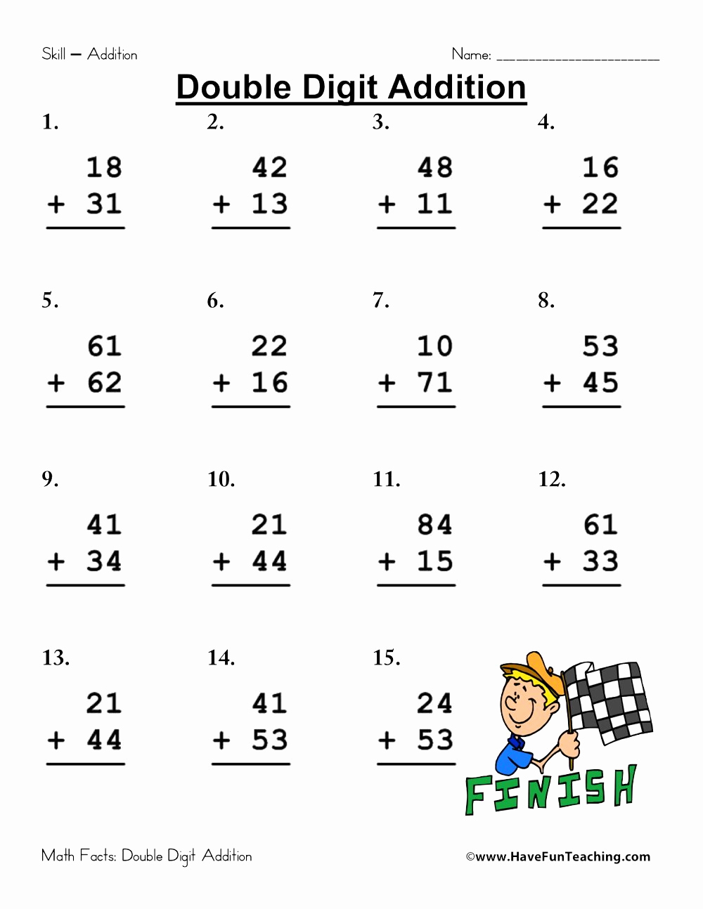 Doubles Addition Worksheet Elegant Fun and Engaging Math Double Digit Addition Worksheet for
