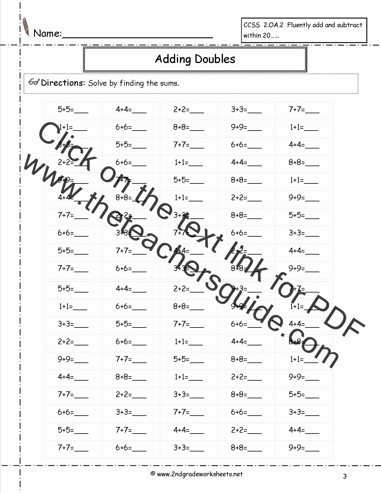 Doubles Math Facts Worksheet Awesome Free Single Digit Addition Worksheets