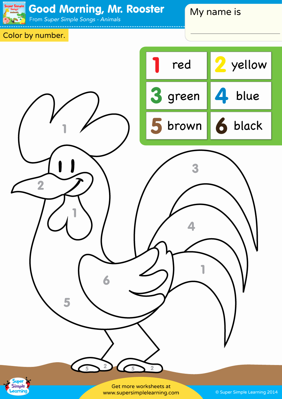 Easy Color by Number Worksheets Elegant Good Morning Mr Rooster Worksheet Color by Number