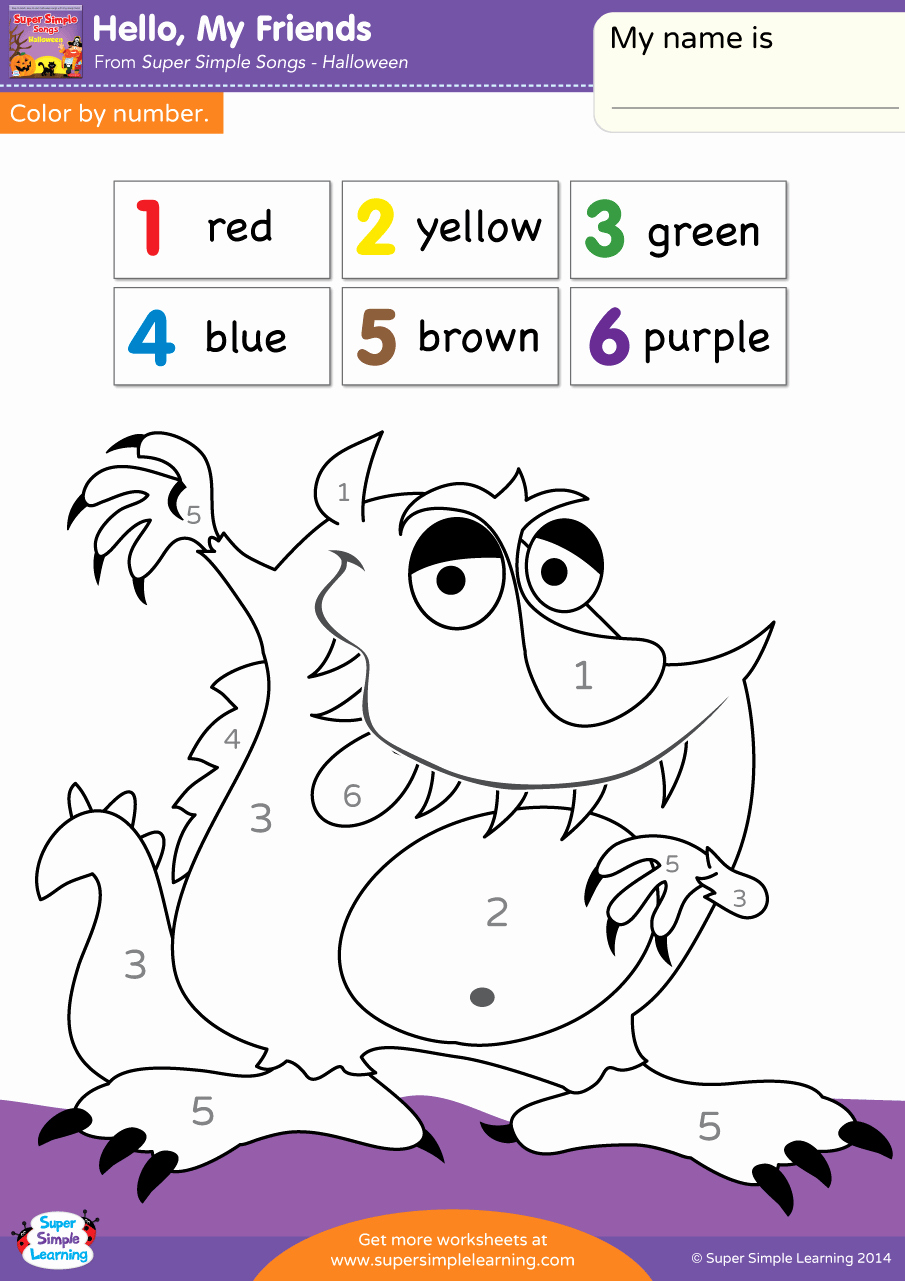 Easy Color by Number Worksheets Elegant Hello My Friends Worksheet – Color by Number