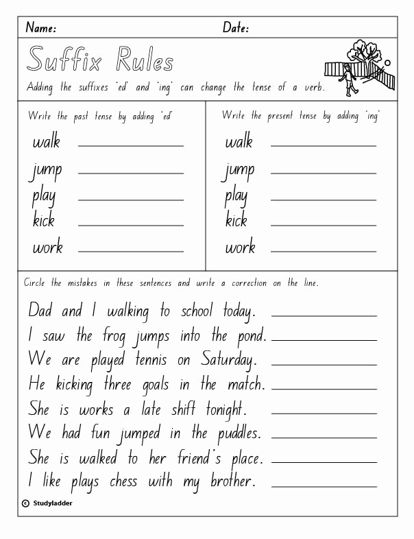 Ed and Ing Worksheets New Rule Adding Suffixes Ed and Ing Changes the Tense Of