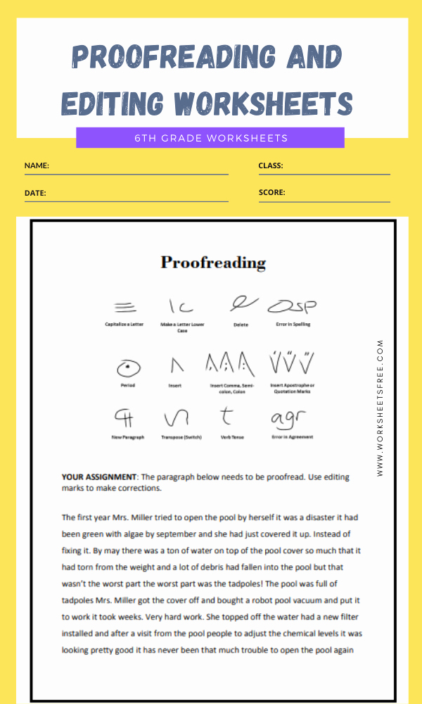 Editing and Proofreading Worksheets Best Of Proofreading and Editing Worksheets Grade 6 2