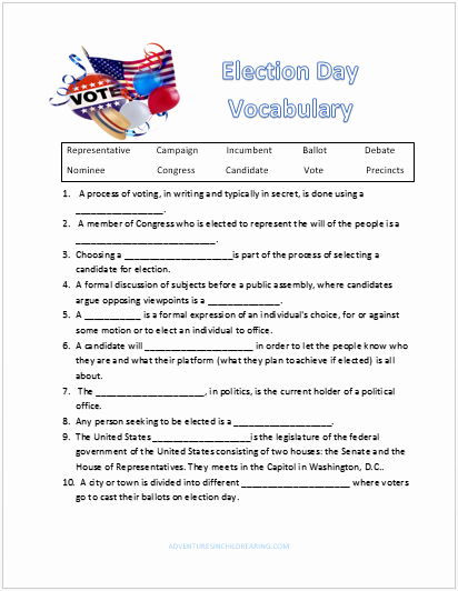 Election Day Worksheets Best Of Pin On Giveaways and Freebies