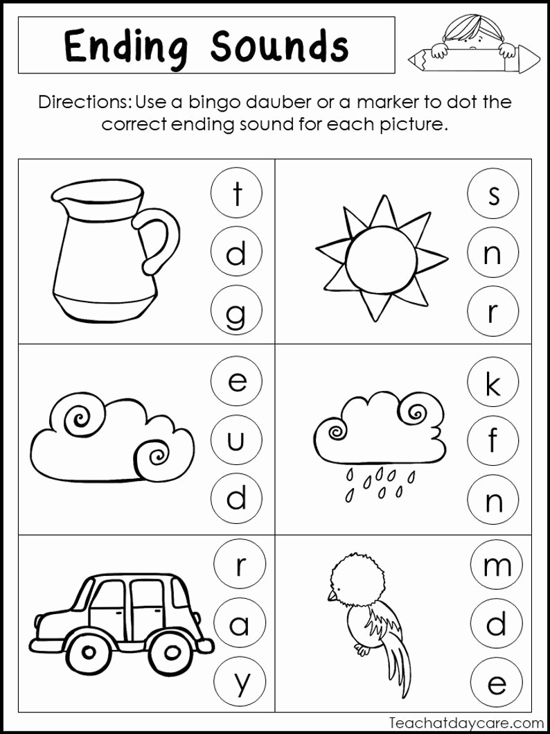 Ending sound Worksheets Free Beautiful 10 Printable Ending sounds Worksheets Preschool 1st Grade