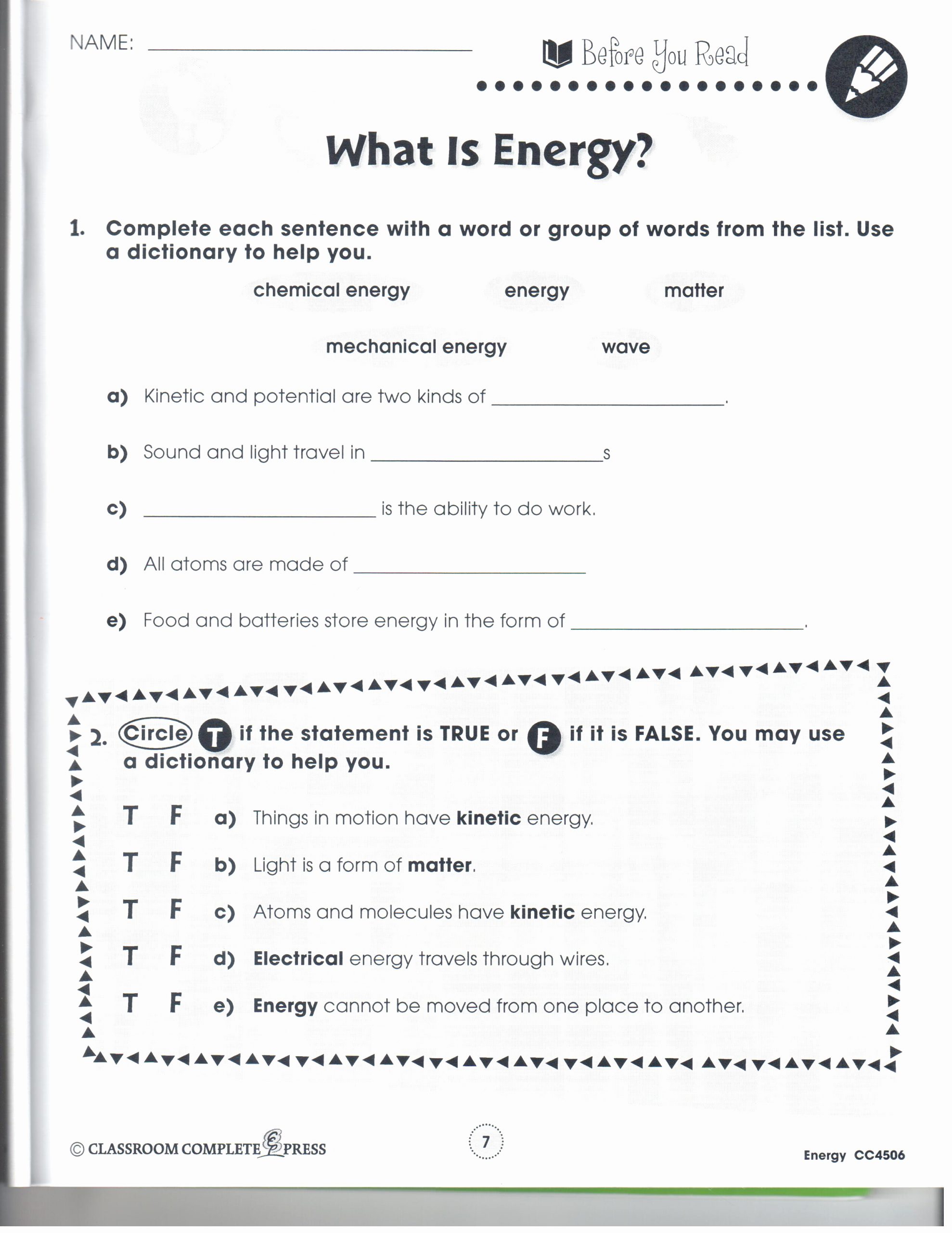 Energy 4th Grade Worksheets Elegant Physical Science January 2013
