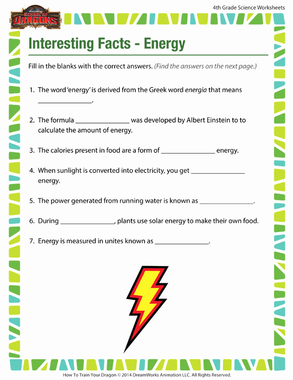 Energy 4th Grade Worksheets Inspirational Interesting Facts Energy View – 4th Grade Worksheets – sod