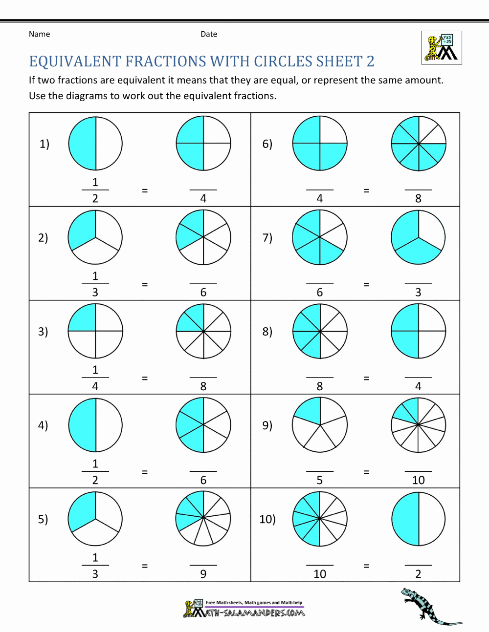 Equivalent Fractions Coloring Worksheet Lovely Fractions Worksheets Grade 1 Printable Easy Worksheet