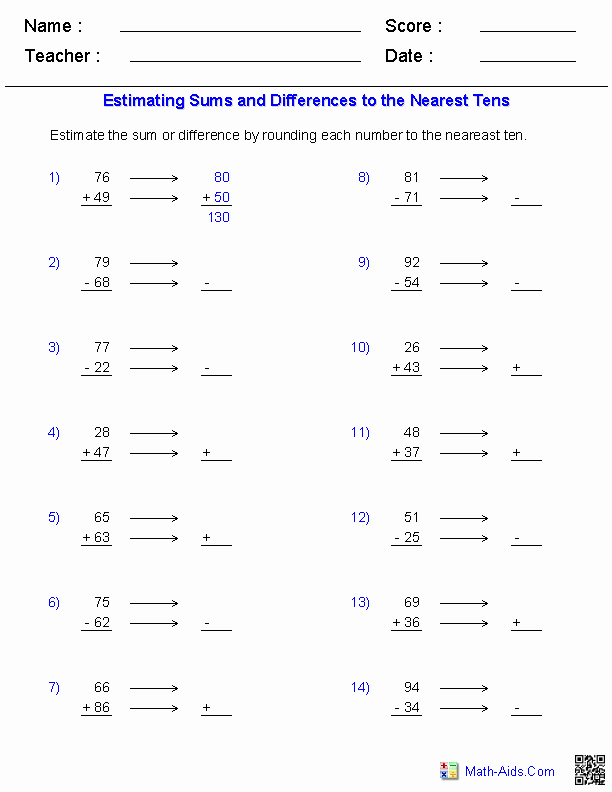Estimate Sums Worksheet New Estimation Worksheets