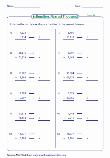 Estimate Sums Worksheet Unique Estimating Sums &amp; Differences Worksheets