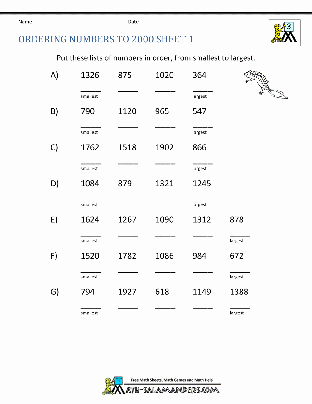 Estimation Worksheets for 3rd Grade Lovely Math Worksheets 3rd Grade ordering Numbers to