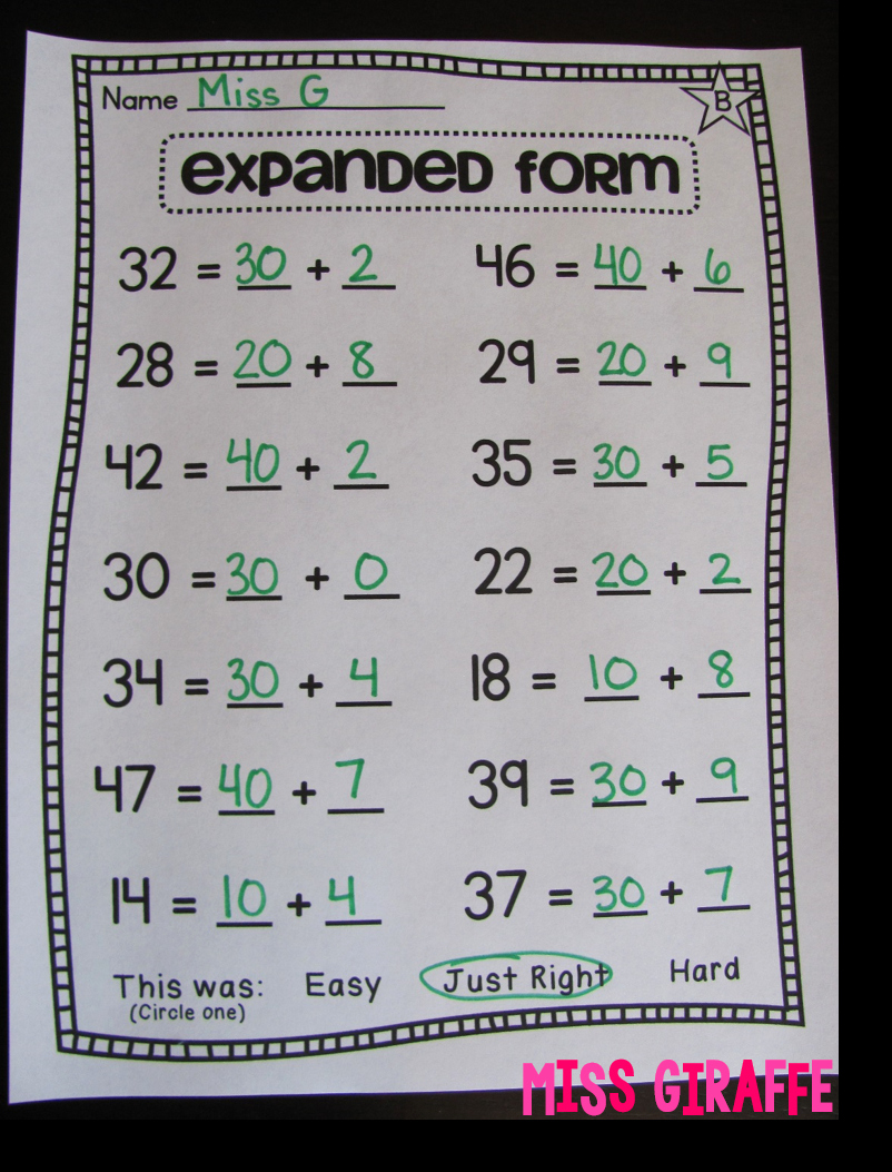 Expanded form Worksheets 1st Grade Best Of Miss Giraffe S Class Place Value In First Grade