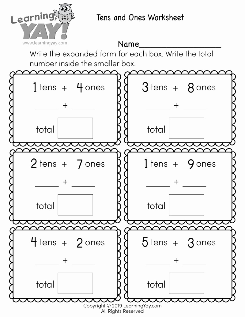 Expanded form Worksheets 1st Grade Luxury First Grade Tens and Es Worksheet