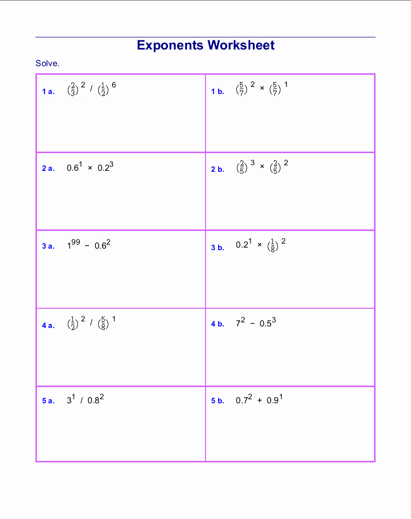 Exponents Worksheets 6th Grade Pdf Fresh Free Exponents Worksheets