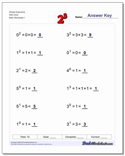 Exponents Worksheets 6th Grade Pdf New 20 Exponents and Powers Class 8 Worksheets with Answers