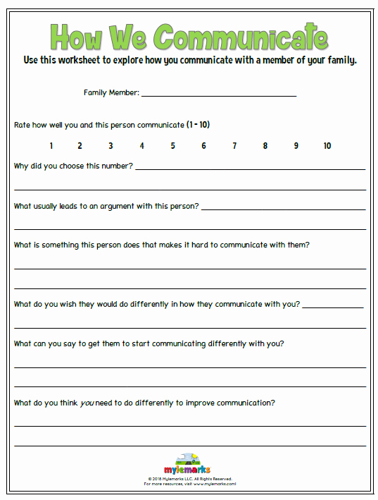 Family therapy Communication Worksheets Best Of How We Municate therapy for Kids