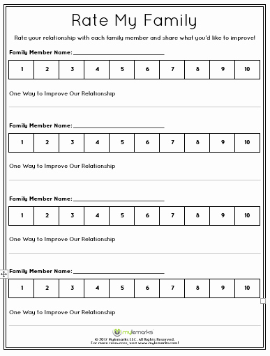 Family therapy Communication Worksheets Luxury Rate My Family