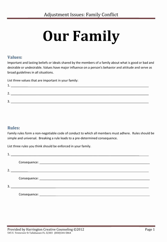 Family therapy Communication Worksheets Unique Family Values and Rules Worksheet 553×800 Pixels