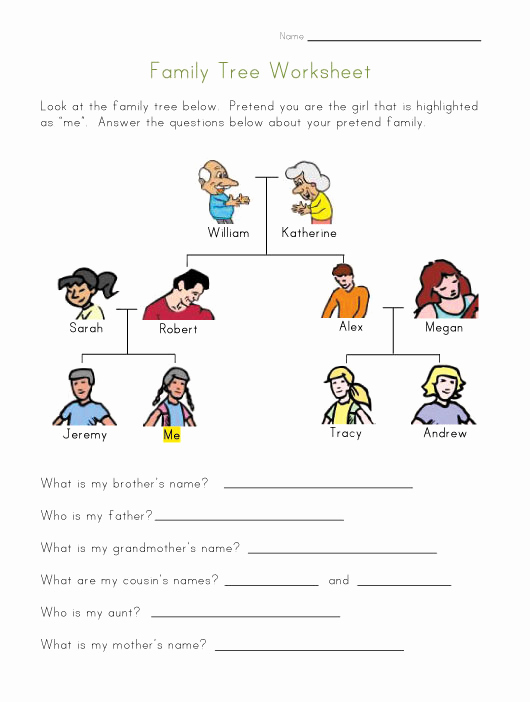 Family Tree Worksheets for Kids Awesome Family Tree Worksheet for Kids