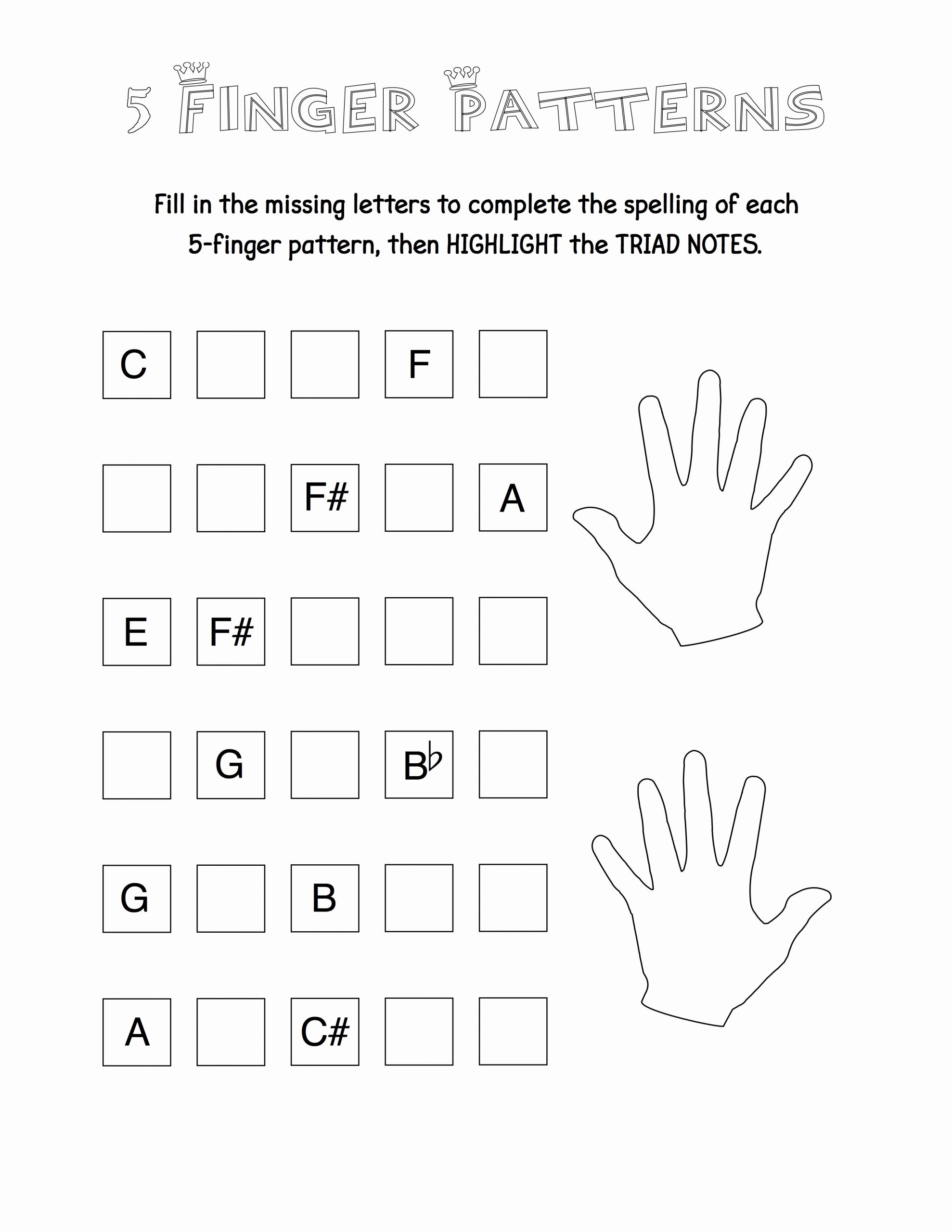 Fingerspelling Practice Worksheets Awesome Five Finger Pattern Spelling