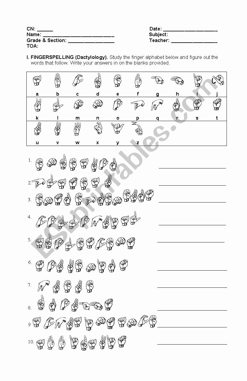 Fingerspelling Practice Worksheets Unique Fingerspelling Practice Worksheets