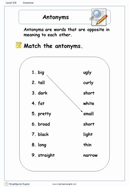 First Grade Antonyms Worksheet Awesome Antonyms Worksheet – English Treasure Trove