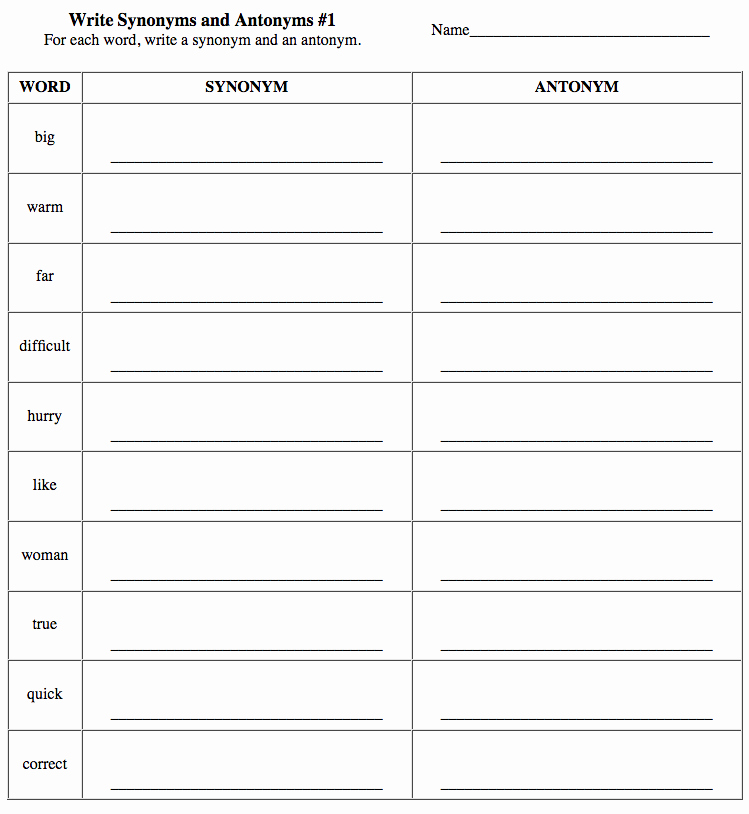 First Grade Antonyms Worksheet Best Of 25 First Grade Antonyms Worksheet