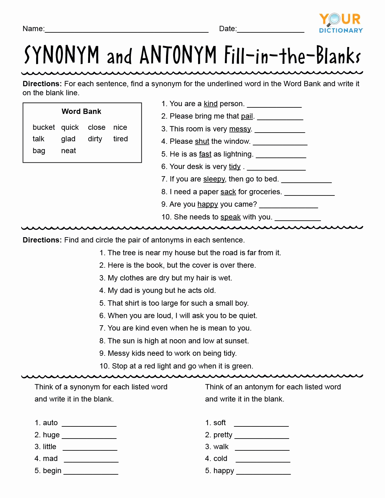 First Grade Antonyms Worksheet Inspirational First Grade Synonyms and Antonyms Worksheets