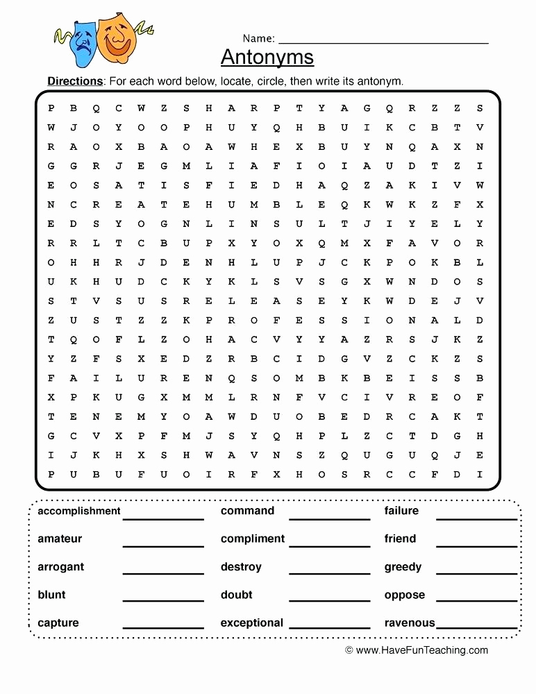 First Grade Antonyms Worksheet Luxury 25 First Grade Antonyms Worksheet