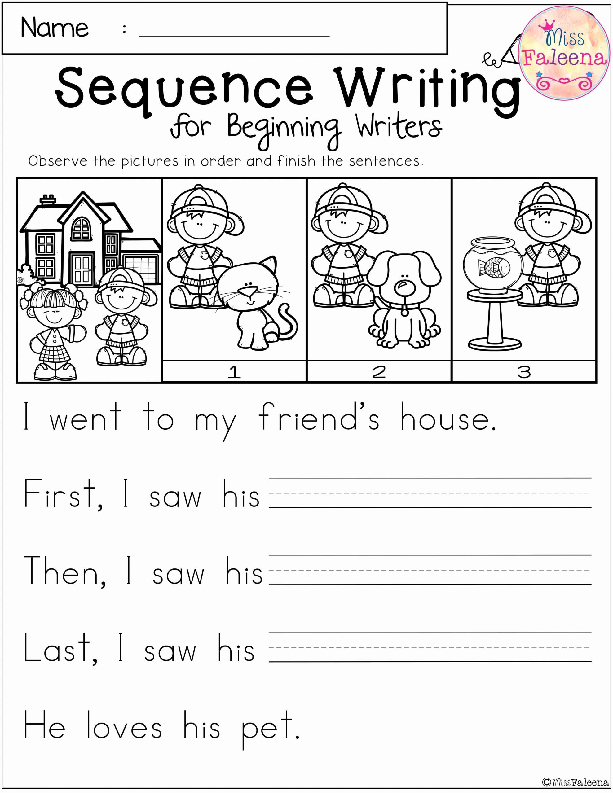 First Grade Sequencing Worksheets Beautiful Free Sequence Writing for Beginning Writers
