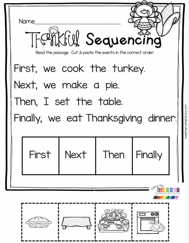 First Grade Sequencing Worksheets Beautiful November Math and Literacy Pack Freebies