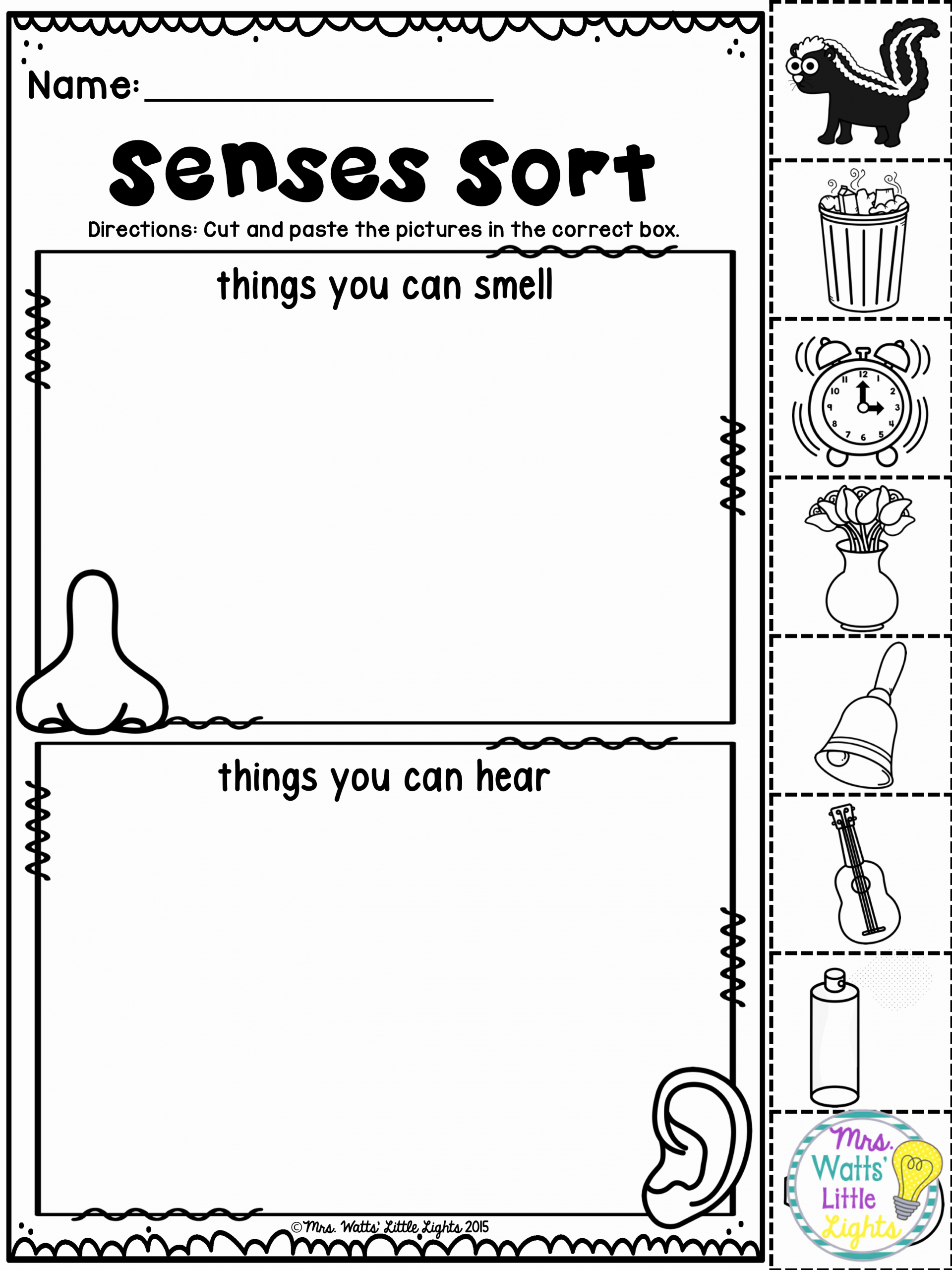 Five Senses Worksheets for Kindergarten Fresh Five Senses