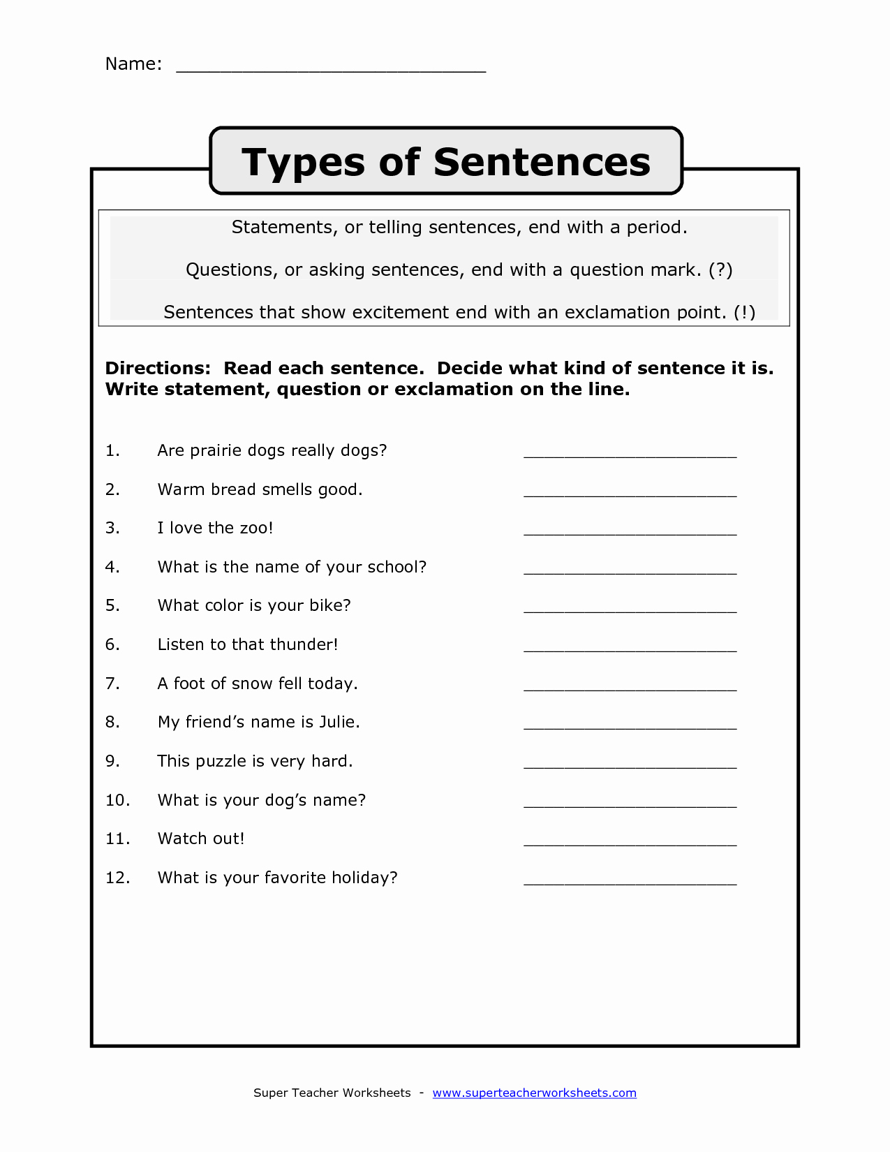 Four Kinds Of Sentences Worksheets Awesome 50 Four Types Sentences Worksheet