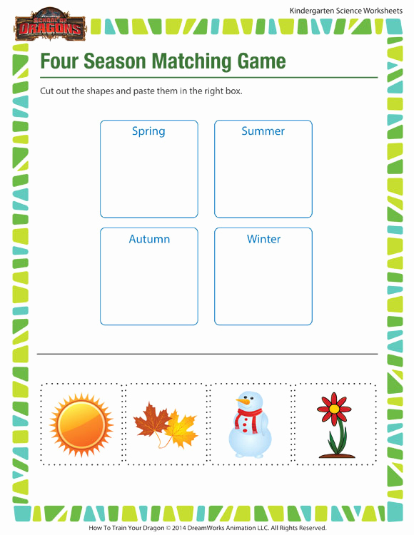 Four Seasons Kindergarten Worksheets New Four Season Matching Game Worksheet – Kindergarten