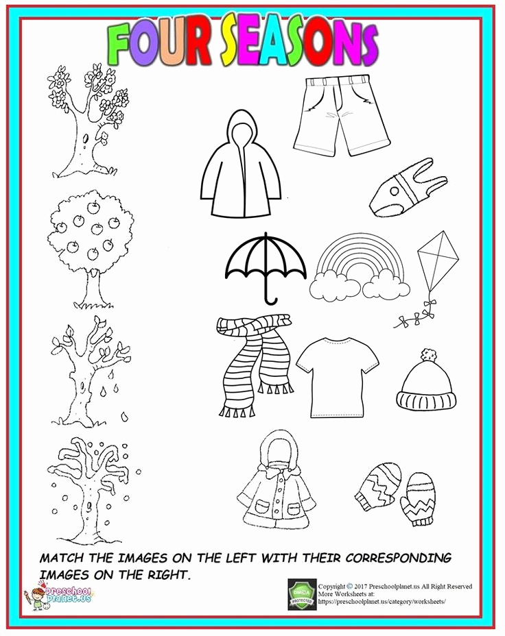 Four Seasons Kindergarten Worksheets New Four Season Worksheet for Kids