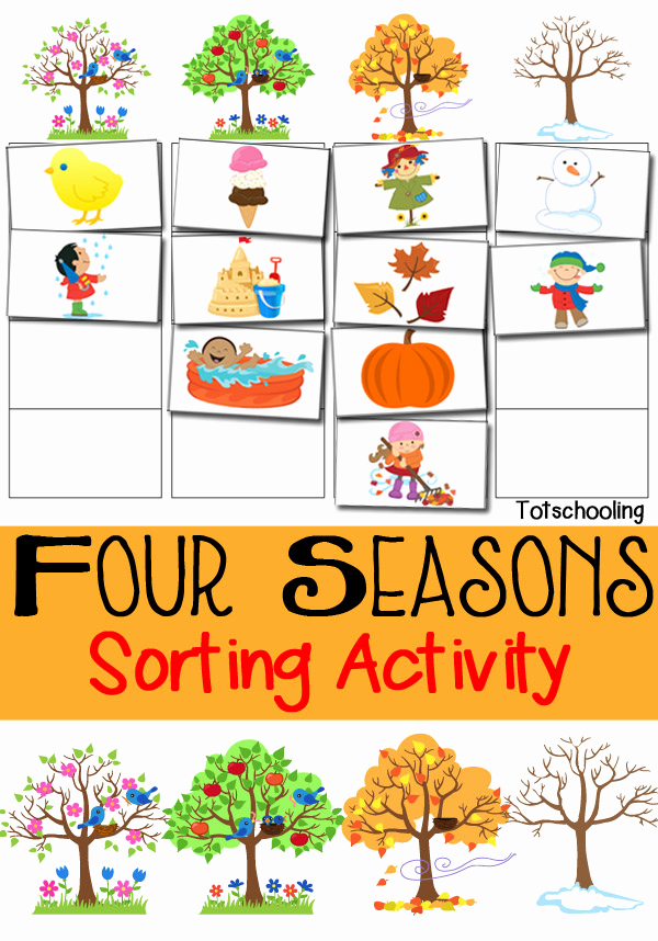 Four Seasons Kindergarten Worksheets Unique Four Seasons sorting Activity Free Printable