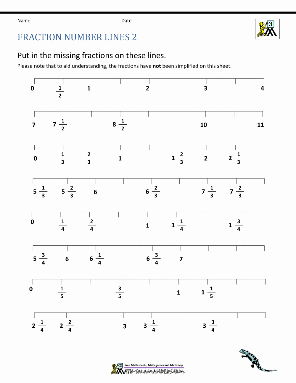 Fraction Number Line Worksheet Best Of Fraction Number Line Sheets