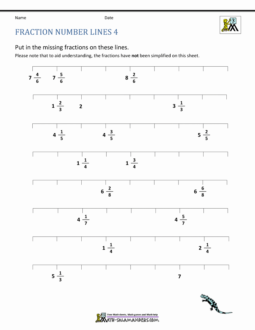 Fraction Number Line Worksheet Elegant Fraction Number Line Sheets