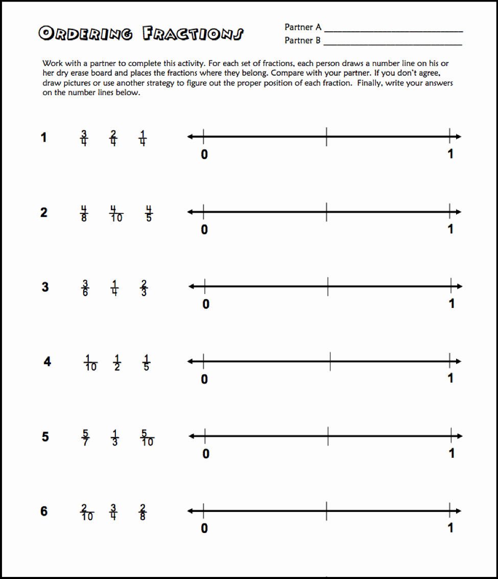 Fraction Number Line Worksheet Inspirational Free ordering Fractions On A Number Line Printable